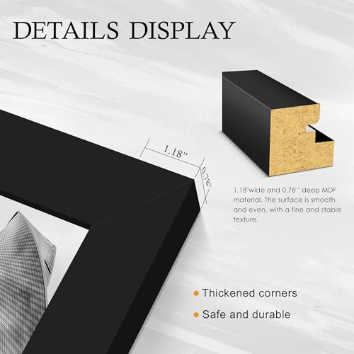 Black 24x36 Poster Frame Set - 2 Pack, Sturdy Wooden Wall Art Frames