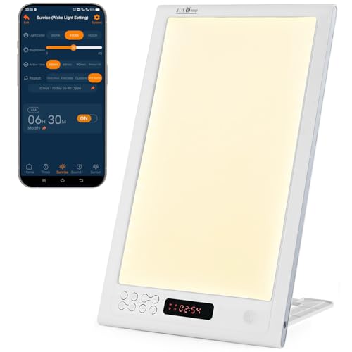 Sunrise Light Therapy Alarm Clock with APP Control - 12000 Lux, Dawn Simulator, Wake Up Happy - Variation: With APP