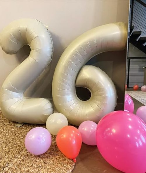 Cream Number 16 Balloon 40 inch, 16 Number Balloons, 16th Cream Birthday Decorations, 16 Year Old Girls Boys White Party Supplies