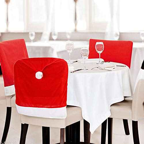 CCINEE 1 Set of 2 PCS Red Hat Dining Chair Slipcovers£¬Christmas Chair Back Covers Kitchen Chair Covers for Christmas Holiday Festival Decoration