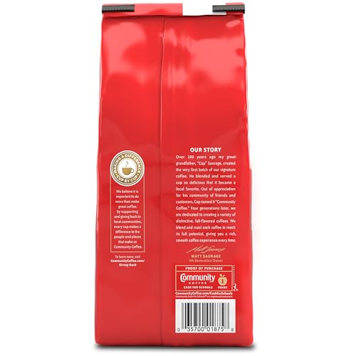 Community Coffee Signature Blend Whole Bean Dark Roast Coffee 12 oz Bag - Pack of 6