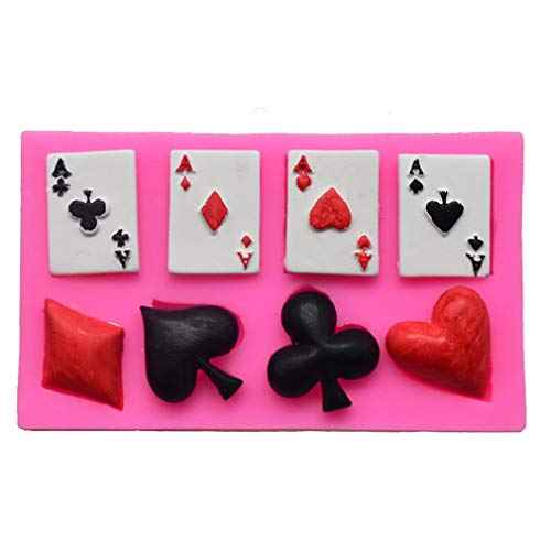 4 Aces Poker Playing Cards Hearts Diamonds Spades Clubs for Chocolate Fondant Cake Cupcake Topper Decor Gum PastePolymer Clay Candy Resin Silicone Mold Tool