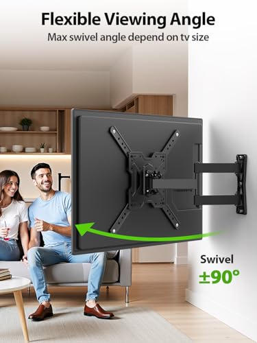 Full Motion TV Wall Mount for 26-65 Inch LED TVs - Swivel Tilt Articulating Bracket, VESA 400x400mm, Up to 77lbs, Space-Saving Design, Easy Install