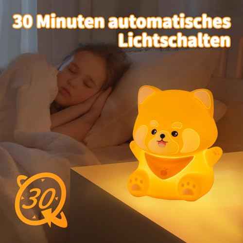 Cute Red Panda Lamp, LED Squishy Animal Night Light for Kids Sleep, Breastfeeding Nursery Nightlight for Room Decor, Rechargeable Bedside Touch Silicone Lamp, Unique Dorm Decor Gift Toy