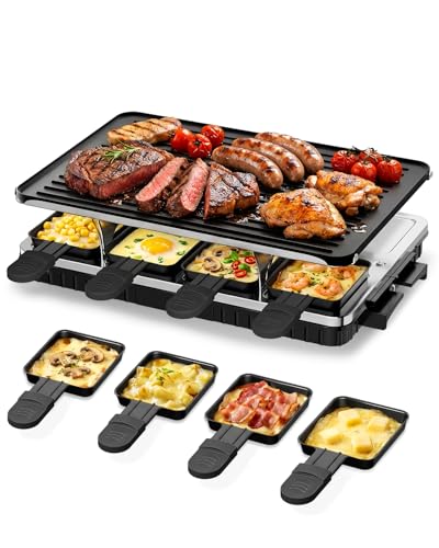 HBN Black 2-in-1 Raclette Table Grill & Electric Griddle 1300W