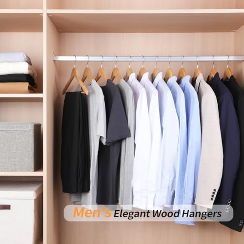 Amazon Basics Natural Wood Suit Hangers – 30-Pack Closet Organizer