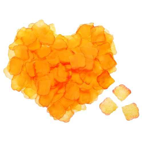 MECCANIXITY Silk Artificial Flower Rose Petals, Yellow, Orange Wedding Faux Flowers 2 Inch x 2 Inch for Wedding Centerpieces, Party Decoration Pack of 1200