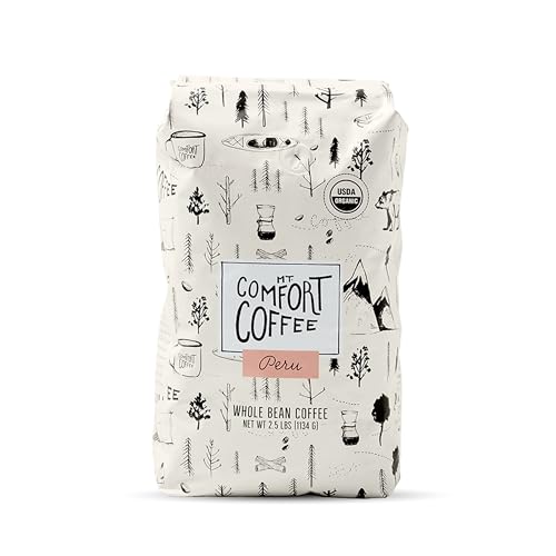 Mt. Comfort Organic Peru Coffee Beans 40oz Medium Roast, Nutty & Citrusy Flavor