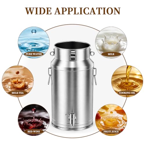 20L Stainless Steel Water Dispenser with Faucet - Thickened Milk Can for Water, Juice, Tea, Beverage Storage - Variation of THIS listing