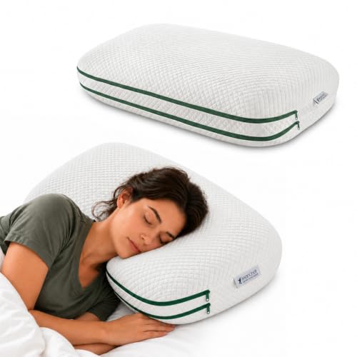 Adjustable Memory Foam Side Sleeper Pillow with Removable Booster - Queen