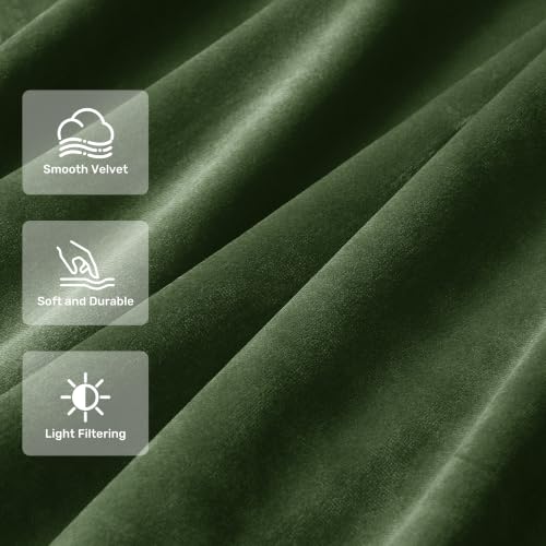 Olive Green Velvet Blackout Curtains 96in L – 2 Panels, 52" W Each | Jolilight