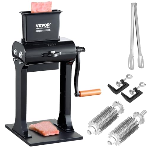 Heavy Duty Stainless Steel Meat Tenderizer Machine - 5.8" Feed Port, Manual Kitchen Tool