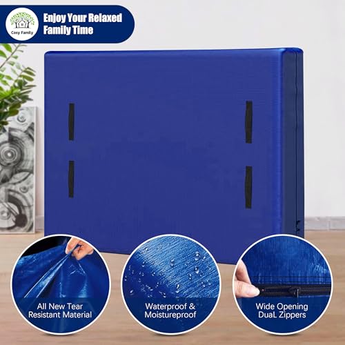 Queen Mattress Bag with 8 Handles - Extra Thick Reusable Moving Cover - Blue, Pack of 2