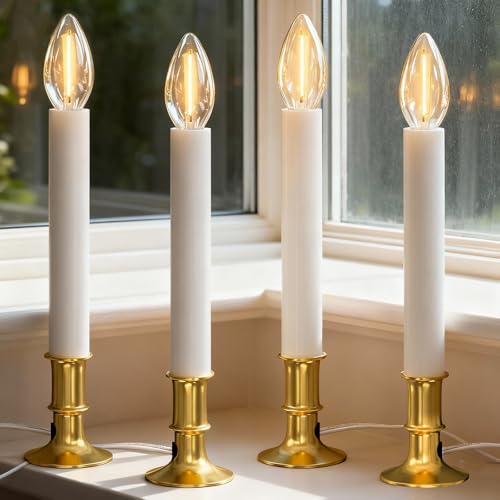 Led Window Candles with Sensor Dusk to Dawn Electric Corded,Electric