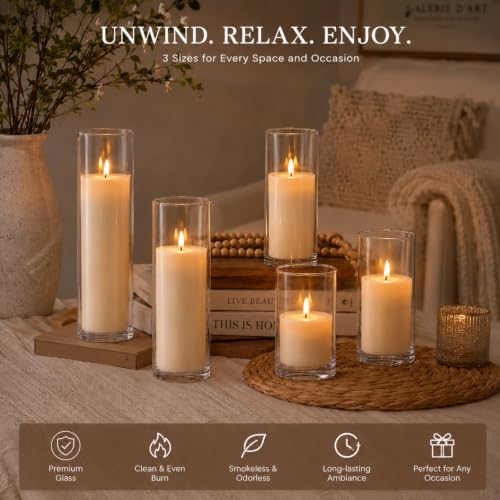 PNJHDZ Ivory 24 pcs Candle Set with Glass Cylinder Vases for Weddings & Events