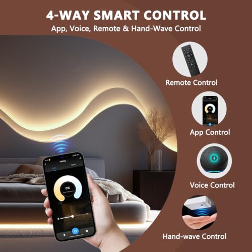 Smart Control Silicone LED Strip Lights 16.4ft for Recessed Wood Slat Walls