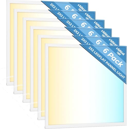GoToLed 2x2 FT LED Flat Panel Lights 4 Pack, Dimmable Recessed Ceiling Fixtures