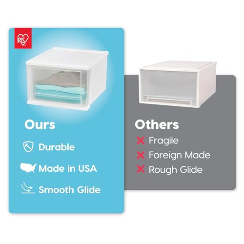 IRIS USA 4-Pack Medium 17 Qt. Stackable Drawer Storage Organizers, White