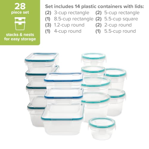 Snapware Plastic Food Storage Set - 14 Pack, Mixed Sizes, Airtight & Leakproof Lids