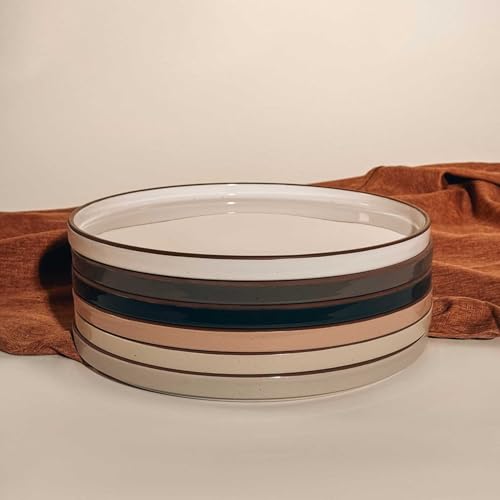 MORA Assorted Neutrals Ceramic Dinner Plates Set of 6 - 10.5 Inch, Microwave & Dishwasher Safe
