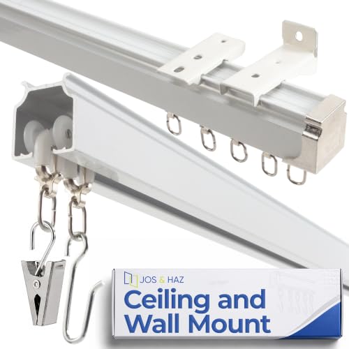 Jos & Haz 16.4ft Aluminum Ceiling & Wall Curtain Track - White, Heavy Duty