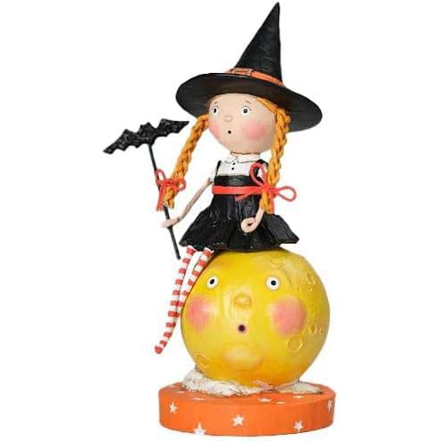 Halloween Witch Figurine Mischief on The Moon 7 Inch Resin Decor