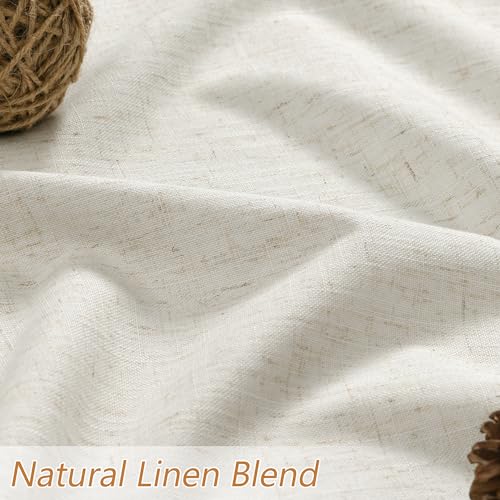 Cream Linen Blackout Curtains 96 Inch Length - Pack of 2, 52" x 96" - Thermal Insulated Room Darkening Drapes for Living Room & Bedroom