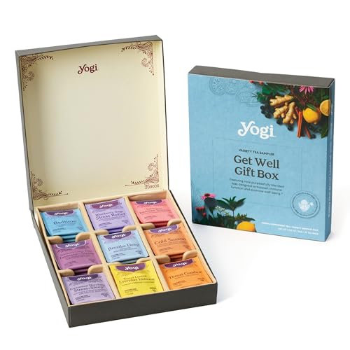 Get Well Tea Gift Box - Organic Wellness Tea Sampler, 45 Bags