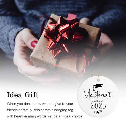 Class of 2025 Graduation Gifts for Her Him Ceramic Ornament Keepsake Sign Round Plaque Graduation Ornaments Graduation Gifts for Women Men Masters Degree Graduation Gifts