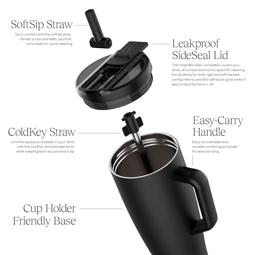 40oz Leakproof Stainless Steel Water Bottle with Covered Straw & Handle - Dark Aura