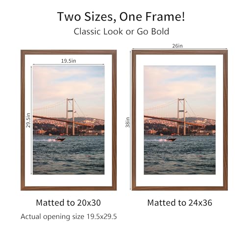 YESKAY 24x36 Brown Set of 3 Picture Frames for Wall Display – Includes 20x30 & 24x36 Sizes