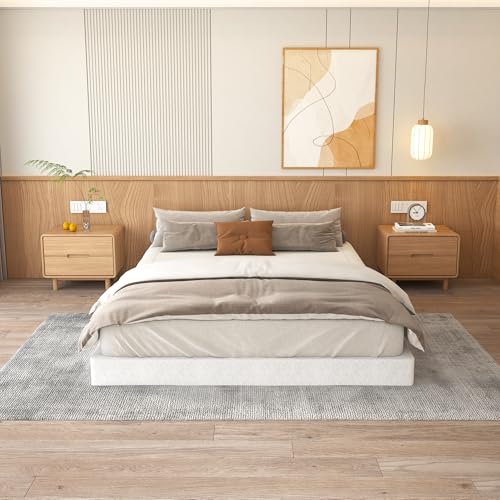 LUMUNANCE 4-Inch Queen Low Profile Metal Box Spring Bed Base with Fabric Cover