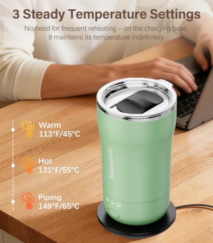 Supsonic Heated Coffee Mug 14oz Smart Travel Mug with Sage Green Variation