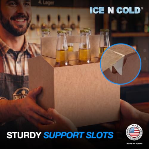 ICE N COLD 6pk Kraft Brown Cardboard Beverage Carrier 150 Count - 12oz Bottles & Cans