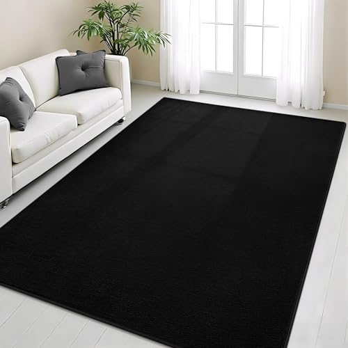 Black 4x6 Modern Memory Foam Area Rug for Living Room & Bedroom - Vasofe