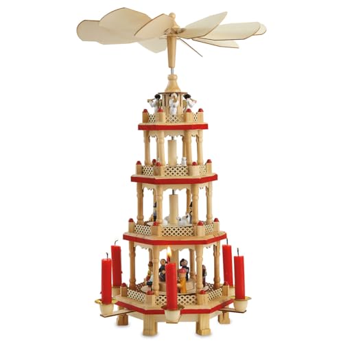 German Wooden Christmas Pyramid with Nativity Scene - 17.5 Inches