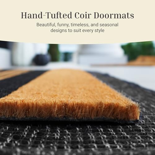 Warm Greeting Welcome Mat - Aesthetic Script, Non-Slip, Tufted, 2' x 6'
