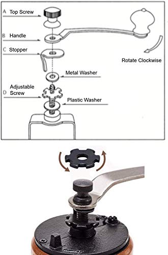 AKIRAKOKI Manual Coffee Bean Grinder Wooden Mill with Cast Iron Burr, Large Capacity Hand Crank, Portable Travel Camping Adjustable (light)