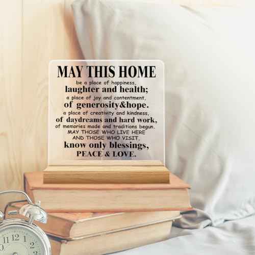Housewarming Gifts for Women and Men - May This Home Acrylic Desk Sign Decor - Religious House Warming Gift