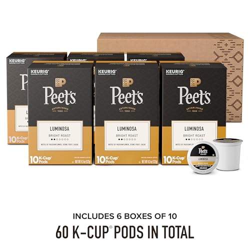 Peet's Coffee Pods Luminosa Breakfast Blend Light Roast - 6 Pack of 10 K-Cups (Total 60 Pods)