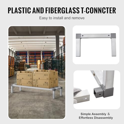 Heavy-Duty Aluminum Dunnage Rack 48x14x8 Inches, 1000 lbs Capacity, Commercial Food Floor Storage