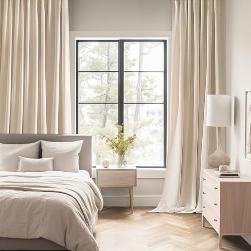 Cream Beige Blackout Curtains 52x96 Inches Set - 2 Panels, Room Darkening, Energy Saving, Modern Home Decor - Variation of THIS listing
