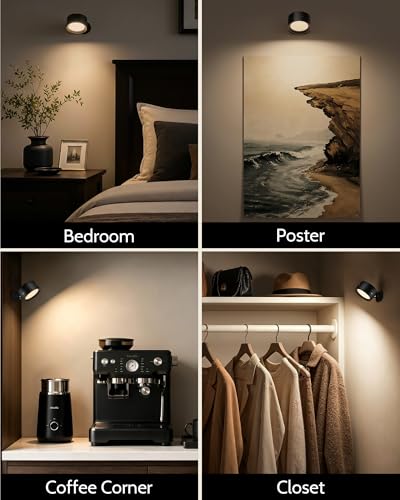 Rechargeable Magnetic Wall Sconce with Remote - Black / 3