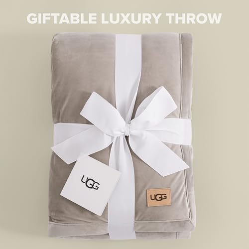 UGG Bliss Fluffy Fleece Couch Throw Blanket - 50x70 Inches, Oyster Brown