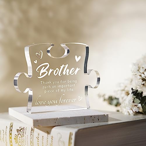 Personalized Acrylic Brother Gift Block - Heart & Love Puzzle Keepsake
