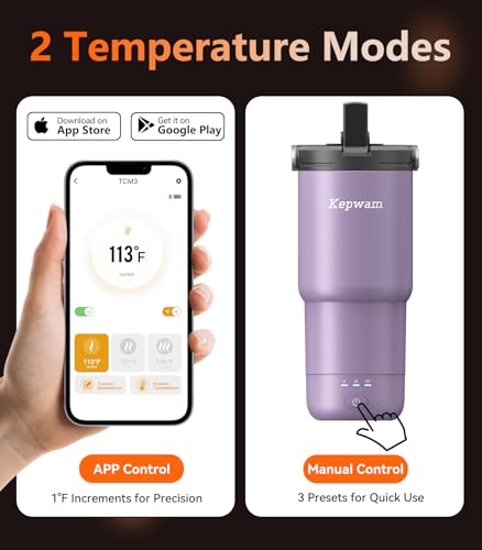 Kepwam Self-Heating Travel Mug 20oz, Leak-Proof & Large Capacity, Lilac Violet