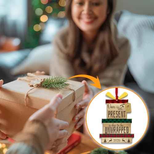 Our Little Present is Due to be Unwrapped Ornament, Expecting Parents Ornaments, Pregnancy Announcement Ornament for Family, Expecting Baby Christmas Ornaments Keepsake (Little Present 2026)