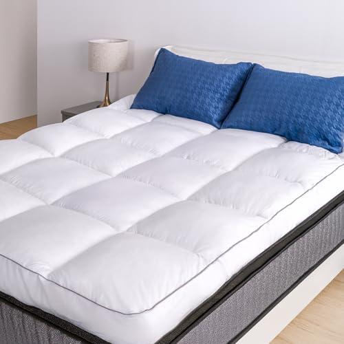 King Cooling Plush Mattress Topper - Classic Square White, Extra Thick
