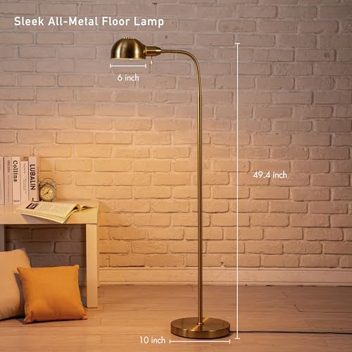 O'Bright Adjustable Floor Lamp with Gooseneck & Rotatable Shade - Antique Brass