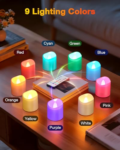 Rechargeable Color Changing Tea Lights Candles with Remote & Timer